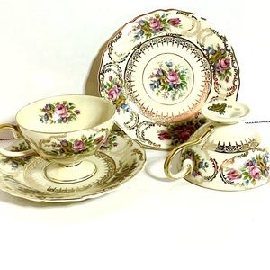 Set of 2 Queen's Bouquet Rosenthal Antique Rose ￼ Demitasse Cup & Plate Germany